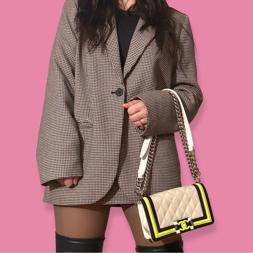 Chanel Canvas Bag boy Fluo Flap Small White Neon